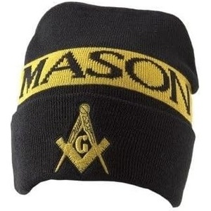 Black Knit Beanie w/Mason/Freemason Shield
