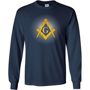 Greekgear Mason/Freemason Long Sleeve T-Shirt(Navy Blue)