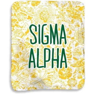Greekgear Sigma Alpha Floral Sherpa Lap Blanket