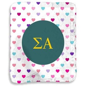 Greekgear Sigma Alpha Hearts Sherpa Lap Blanket