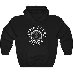 Greekgear Sigma Alpha Omega Unisex College Seal Hoodie(Black)