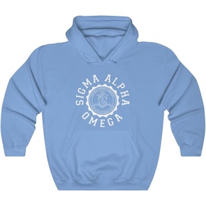 Greekgear Sigma Alpha Omega Unisex College Seal Hoodie(Carolina Blue)