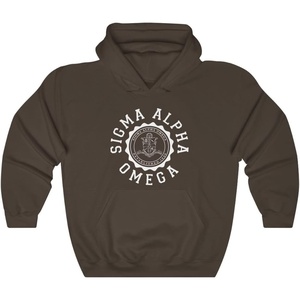 Greekgear Sigma Alpha Omega Unisex College Seal Hoodie(Dark Chocolate)