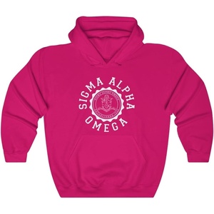 Greekgear Sigma Alpha Omega Unisex College Seal Hoodie(Heliconia)