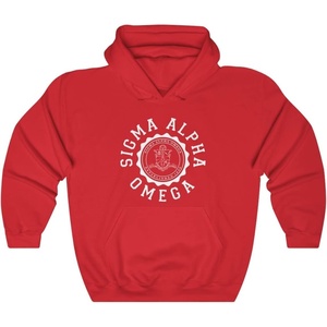 Greekgear Sigma Alpha Omega Unisex College Seal Hoodie(Red)