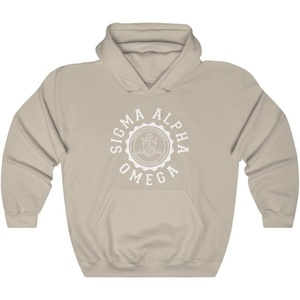 Greekgear Sigma Alpha Omega Unisex College Seal Hoodie(Sand)