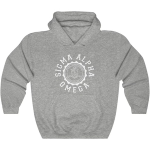 Greekgear Sigma Alpha Omega Unisex College Seal Hoodie(Sport Grey)