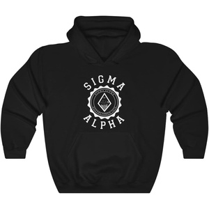 Greekgear Sigma Alpha Unisex College Seal Hoodie(Black)