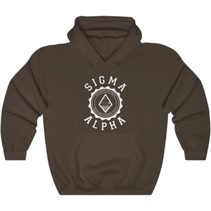 Greekgear Sigma Alpha Unisex College Seal Hoodie(Dark Chocolate)