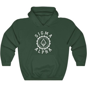 Greekgear Sigma Alpha Unisex College Seal Hoodie(Forest Green)