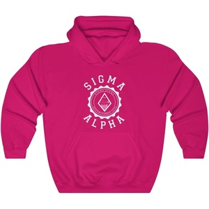 Greekgear Sigma Alpha Unisex College Seal Hoodie(Heliconia)