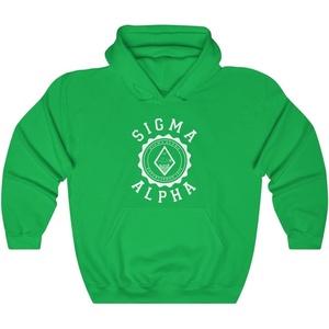 Greekgear Sigma Alpha Unisex College Seal Hoodie(Irish Green)