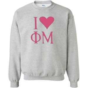 I Love Phi Mu Crewneck Sweathirts(Light Grey)