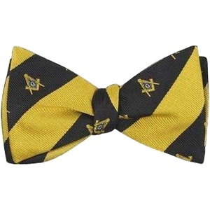 Mason Imitation Silk Bow Tie & Handkerchief Set Black/Gold