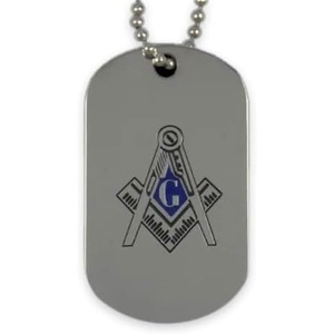 Masonic Silver Double-Sided Dog Tag W/Chain
