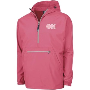 Phi MU Tackle Twill Lettered Pack N Go Pullover(Hot Pink)