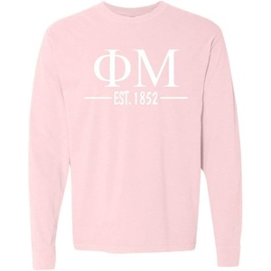 Phi Mu Custom Greek Lettered Long Sleeve T-Shirt(Blossom)