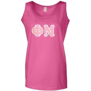 Phi Mu Lettered Ladies Tank Top(Pink)