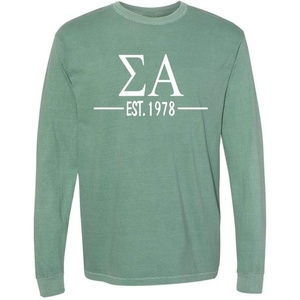 Sigma Alpha Custom Greek Lettered Long Sleeve T-Shirt(Light Green)