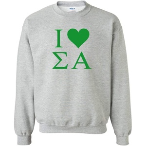 Sigma Alpha I Love Crewneck Sweatshirt(Light Grey)