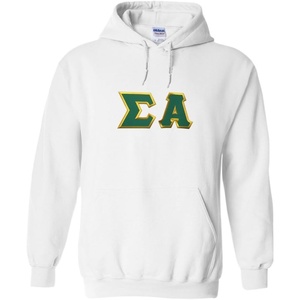 Sigma Alpha Lettered Hooded Sweatshirt(White)