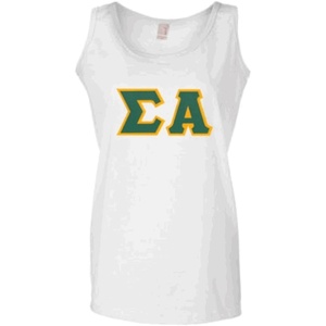 Sigma Alpha Lettered Ladies Tank Top(White)