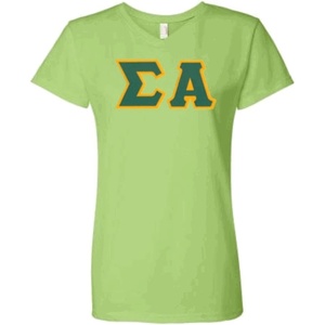 Sigma Alpha Lettered V Neck Tee(Lime Green)