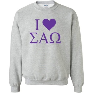 Sigma Alpha Omega I Love Crewneck Sweatshirt(Light Grey)
