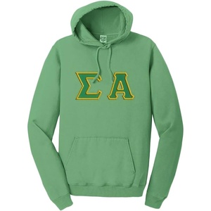 Sigma Alpha Pigment-Dyed Lettered Hooded Sweatshirt(Safari)