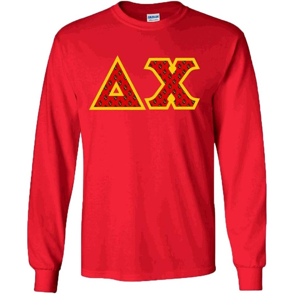 image:imageDelta Chi Fraternity Crest Twill Letter Longsleeve TeeRed