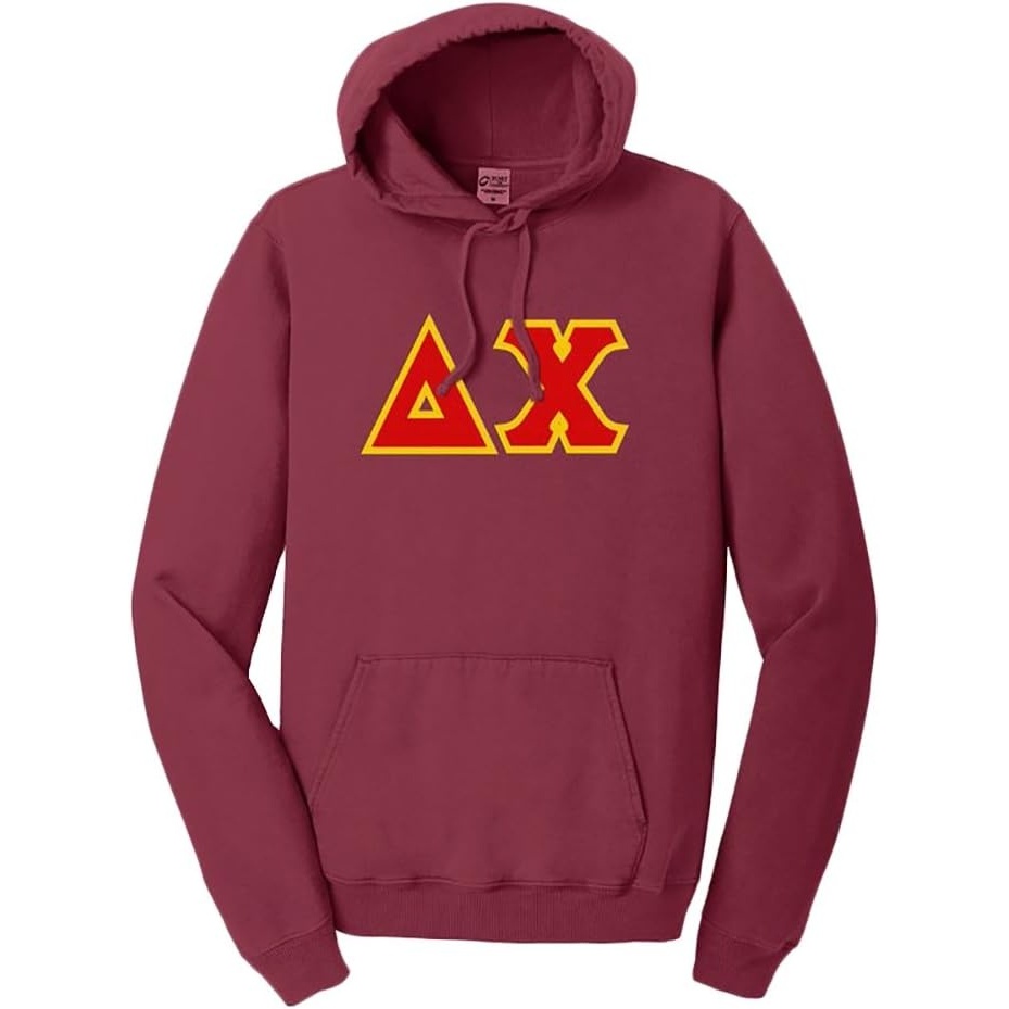 image:imageDelta Chi PigmentDyed Lettered Hooded SweatshirtMerlot