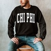 Greekgear Men’s Chi Phi BIG TEXT Crewneck Sweatshirt Black(Black)