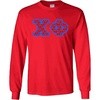 Chi Phi Fraternity Crest Twill Letter Longsleeve Tee(Red)