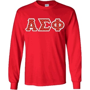 Alpha Sigma Phi Fraternity Crest Twill Letter Longsleeve Tee(Red)