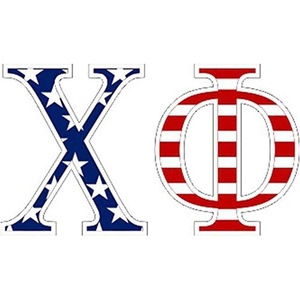 Chi Phi American Flag Greek Letter Sticker – 2.5″ Tall