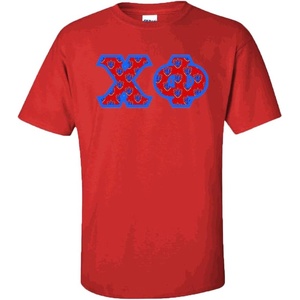 Chi Phi Fraternity Crest Twill Letter Tee(Red)
