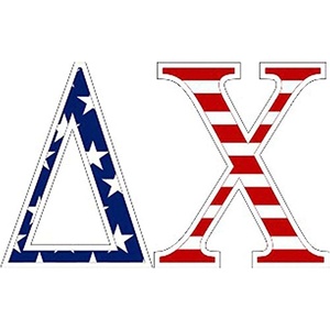 Delta Chi American Flag Greek Letter Sticker – 2.5″ Tall
