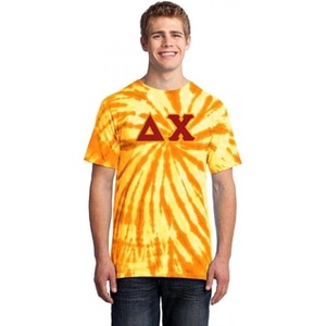 Delta Chi Essential Tie-Dye Lettered Tee(Gold)