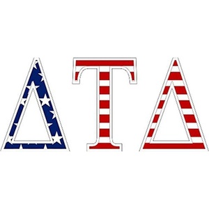 Delta Tau Delta DTD American Flag Greek Letter Sticker-2.5″ Tall