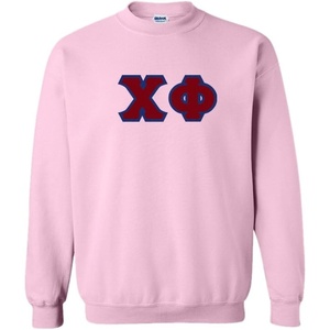 Greekgear Chi Phi Custom Twill Crewneck Sweatshirt(Light Pink)
