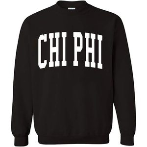 Greekgear Men’s Chi Phi BIG TEXT Crewneck Sweatshirt Black(Black)