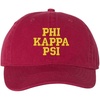 Phi Kappa Psi Pigment Dyed Baseball Cap(Brick W/Light Gold Thread Color)