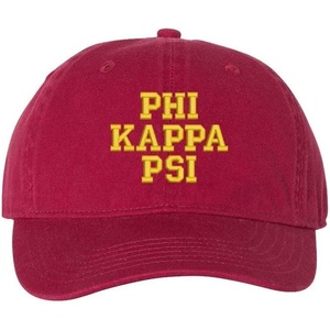 Phi Kappa Psi Pigment Dyed Baseball Cap(Brick W/Light Gold Thread Color)