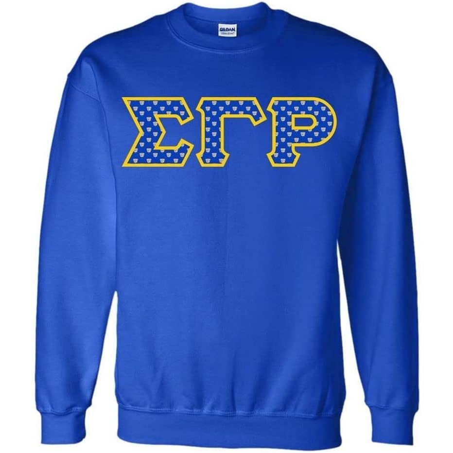 image:imageGreekgear Sigma Gamma Rho Crest Shield Twill Letter Crewneck SweatshirtRoyal Blue