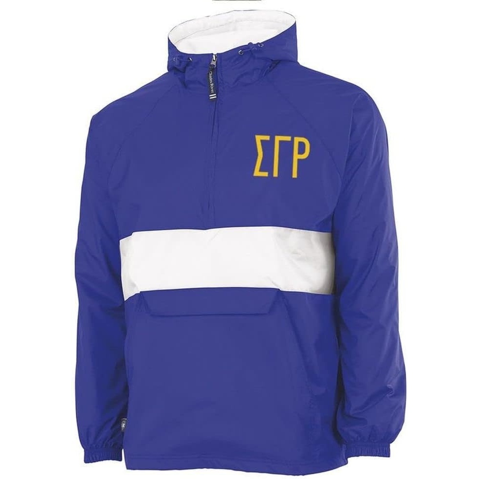 image:imageGreekgear Sigma Gamma Rho Fabulous Font Pullover AnorakRoyal Blue With White Sripe