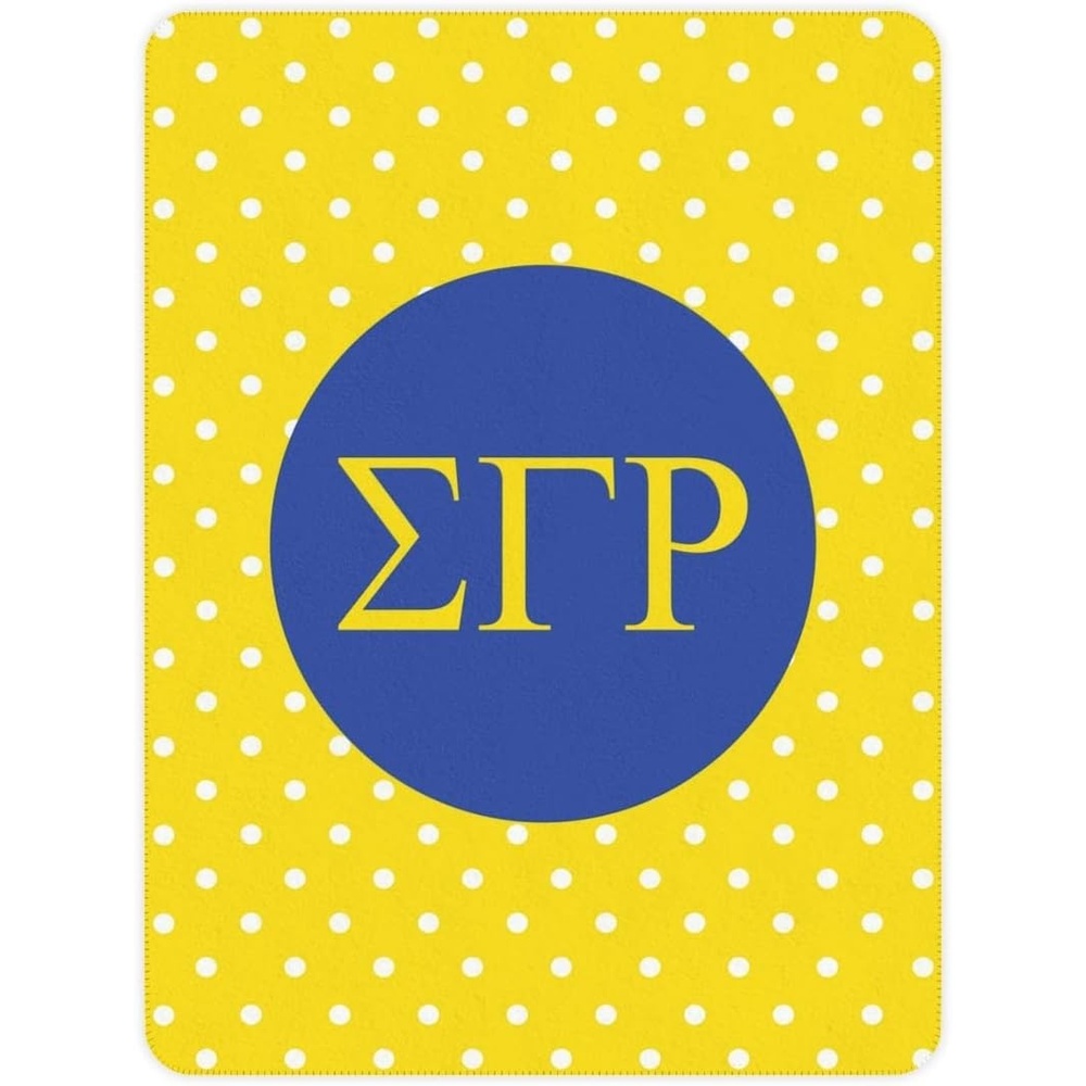 image:imageGreekgear Sigma Gamma Rho Polka Dots Tan Sherpa Blanket Giant Size