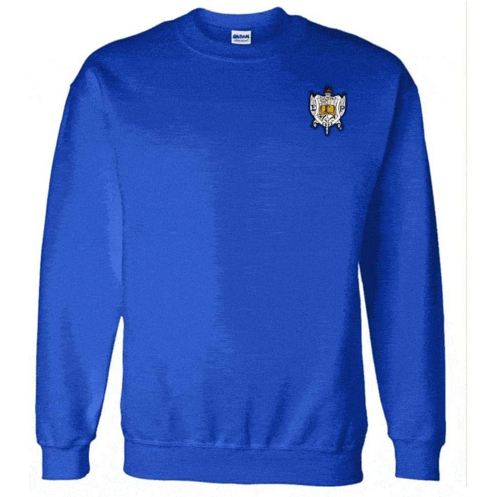 image:imageGreekgear Sigma Gamma Rho World Famous Crest  Shield PATCH Crewneck SweatshirtRoyal Blue