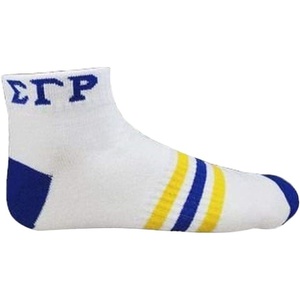 Greekgear Sigma Gamma Rho Ankle Socks Blue with Gold(White With Blue/Gold)
