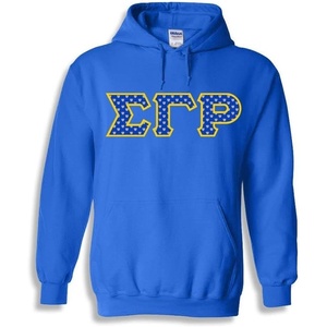 Greekgear Sigma Gamma Rho Crest – Shield Twill Letter Hooded Sweatshirt(Royal Blue)