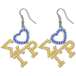 Sigma Gamma Rho Color Crystal Heart Earrings